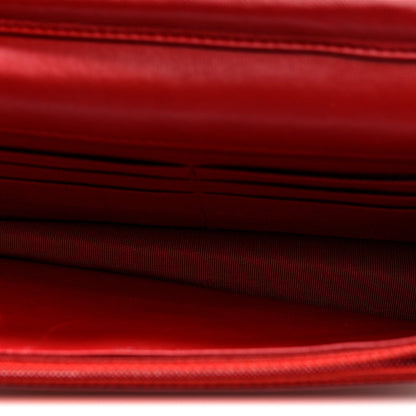 Lambskin Quilted Wallet On Chain WOC Red