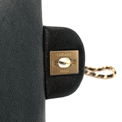 Caviar Quilted Mini Top Handle Rectangular Flap Black