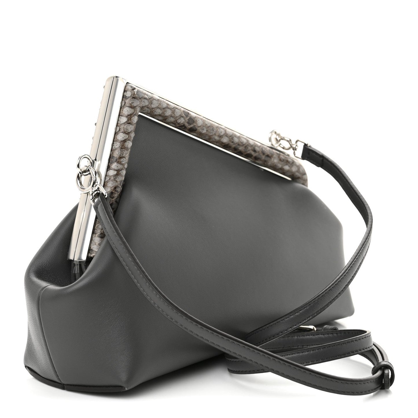 Shiny Nappa Snakeskin Small Fendi First Anthracite Asfalto