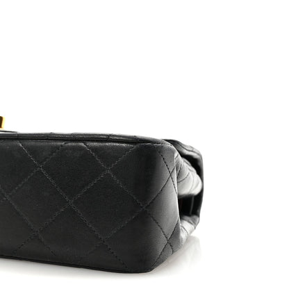 Lambskin Quilted Small Double Flap Black