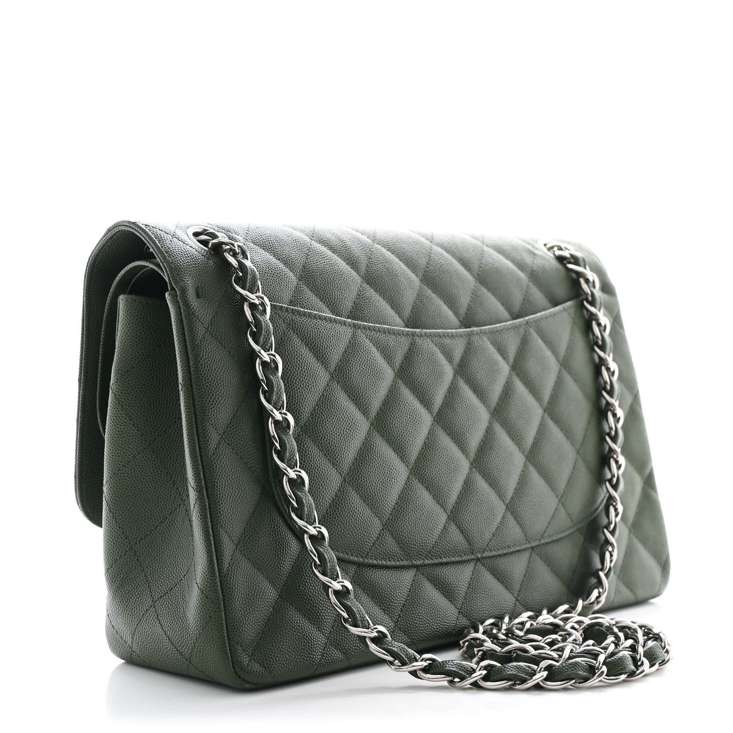 Caviar Quilted Jumbo Double Flap Green