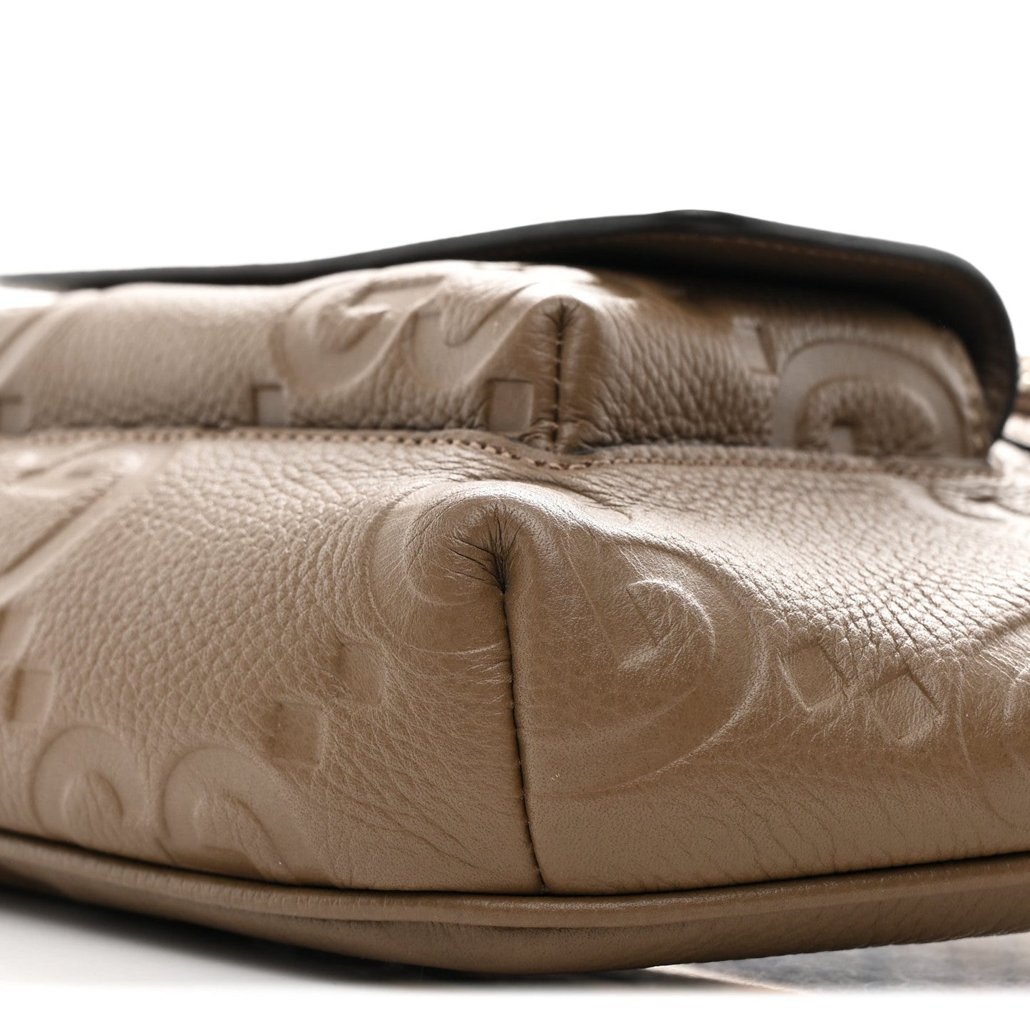 Piuma Calfskin Jumbo GG Embossed Pocket Belt Bag Good Taupe