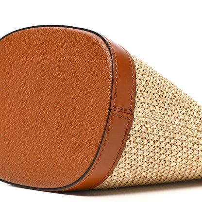 Kitted Raffia Petit Bucket Caramel