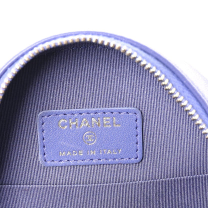 Lambskin Quilted Chanel 19 Round Clutch With Chain Purple