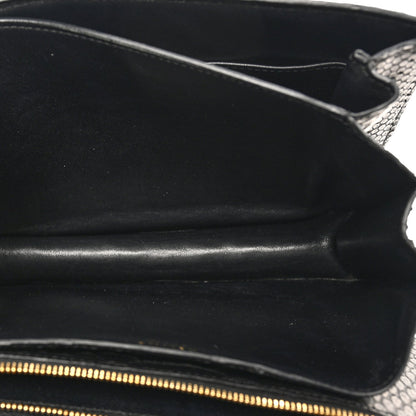Snakeskin Medium Classic Box Flap Bag Black