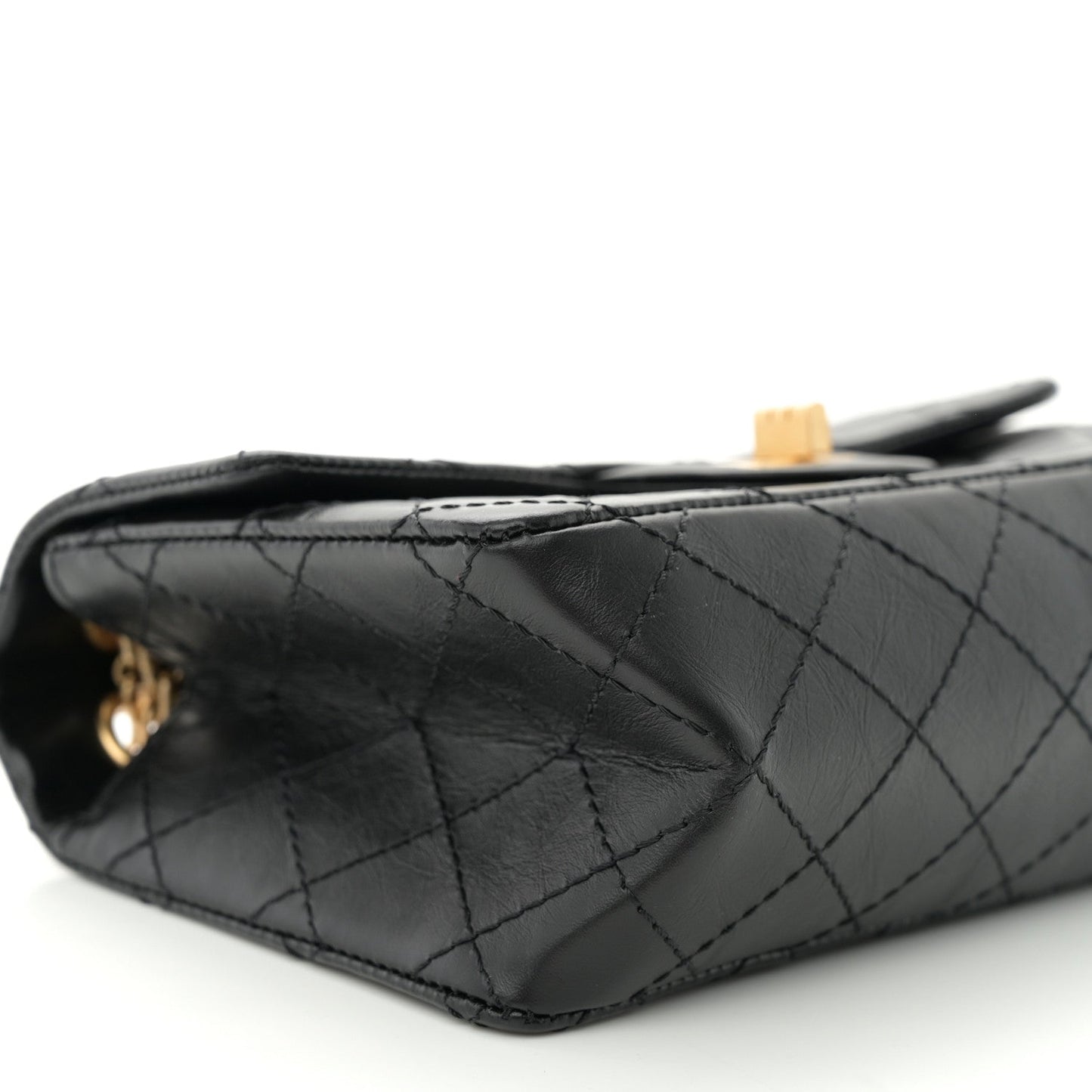 Aged Calfskin Quilted 2.55 Reissue Mini Flap Black