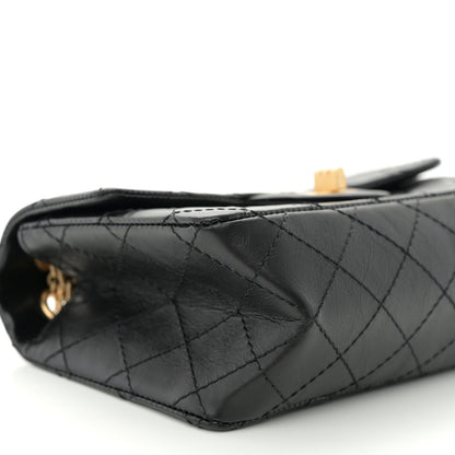 Aged Calfskin Quilted 2.55 Reissue Mini Flap Black