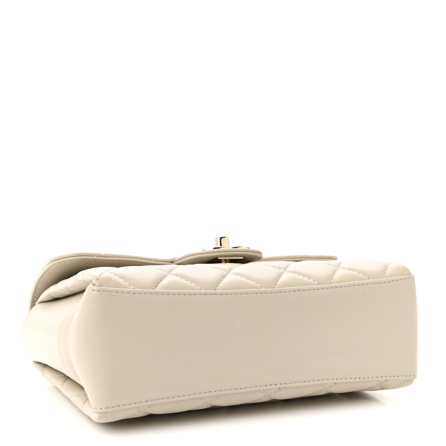 Lambskin Quilted Small Flap Top Handle Bag Grey