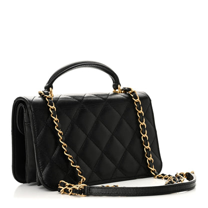 Caviar Quilted Mini Top Handle Flap Black