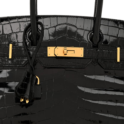 Shiny Niloticus Crocodile Birkin 30 Black