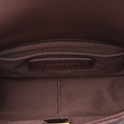 Caviar Quilted Mini Twist Your Buttons Flap Burgundy