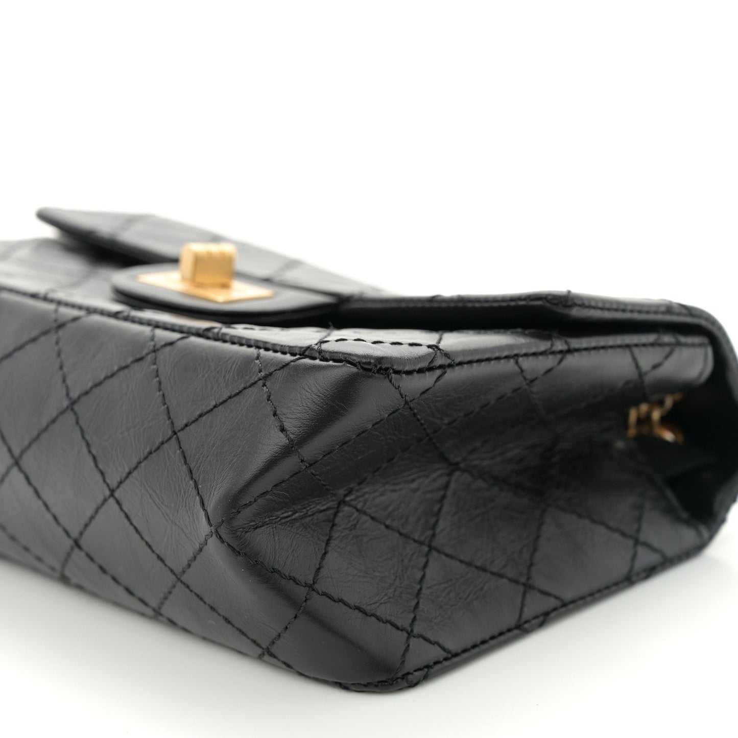 Aged Calfskin Quilted 2.55 Reissue Mini Flap Black