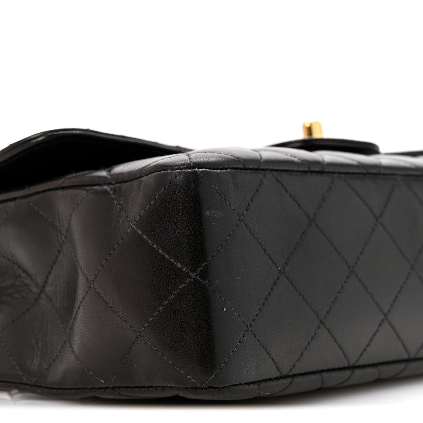 Lambskin Quilted Medium Rectangular Kelly Flap Bag Black