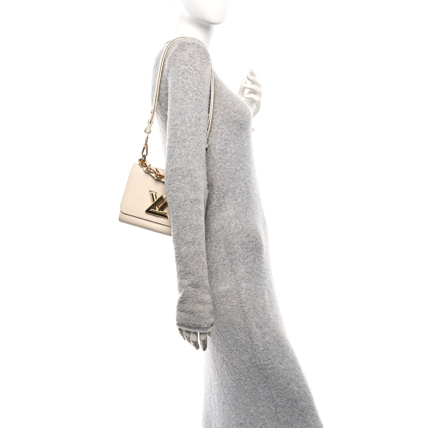 Epi Twist Braided Chain Shoulder Bag PM Quartz White