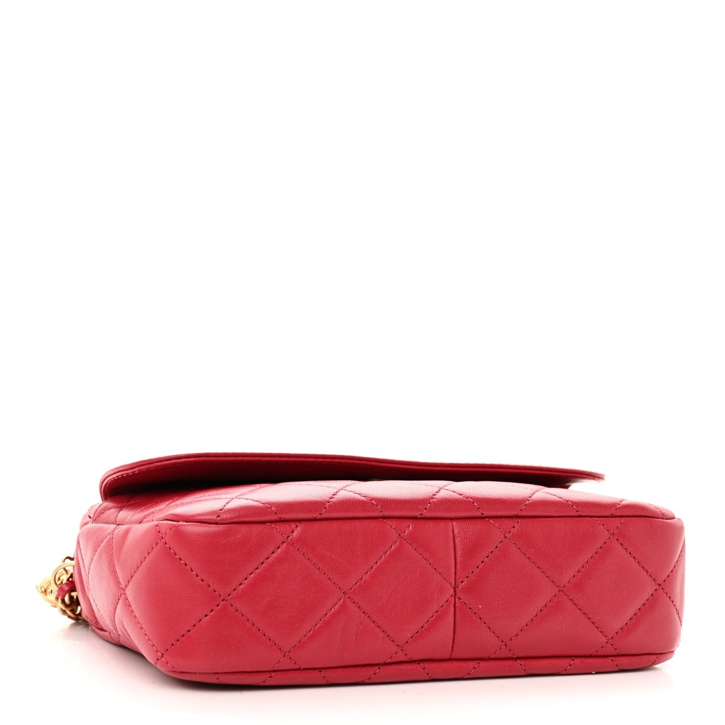 Lambskin Quilted Chain & Tassel Small Camera Case Fuchsia