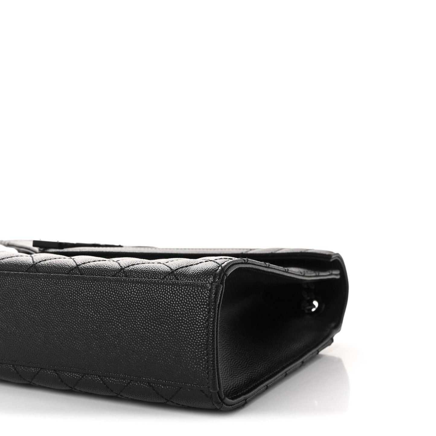 Grain De Poudre Textured Mixed Matelasse Large Triquilt Monogram Monochrome Satchel Black