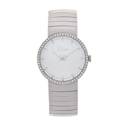 Stainless Steel Diamond Bezel Mother of Pearl 33mm La D De Dior Quartz Watch