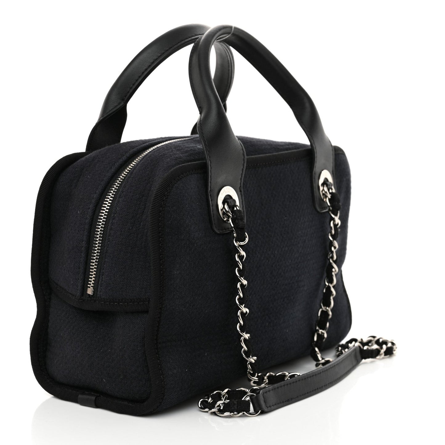 Mixed Fibers Small Deauville Bowling Bag Navy Blue