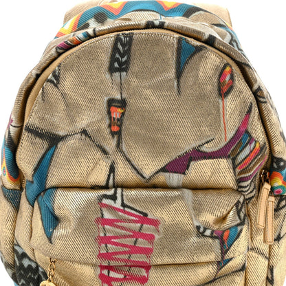 Graffiti Printed Canvas Street Spirit Backpack Multicolor