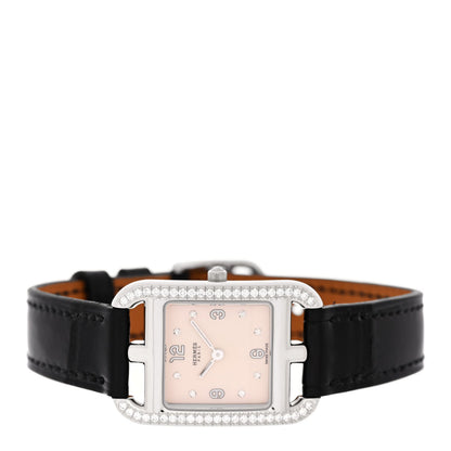 Stainless Steel Alligator Diamond Bezel 23mm Cape Cod Quartz Watch Noir