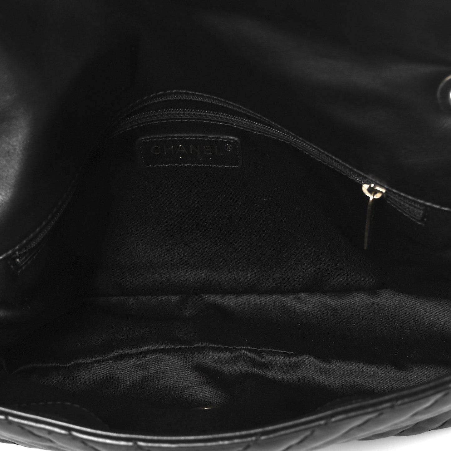 Calfskin Surpique Chevron Large Flap Black