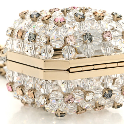 Metal Bead Crystal Minaudiere CC Mini Evening Bag Gold Multicolor