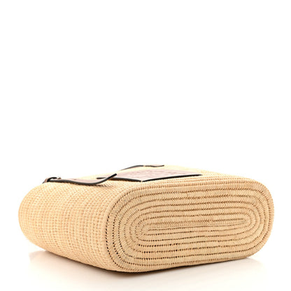 Raffia Small Square Basket Tote Bag Natural Tan