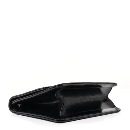 Patent Calfskin Quilted Mini Square Flap Black