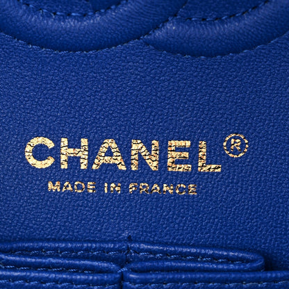 Caviar Chevron Quilted Small Double Flap Blue