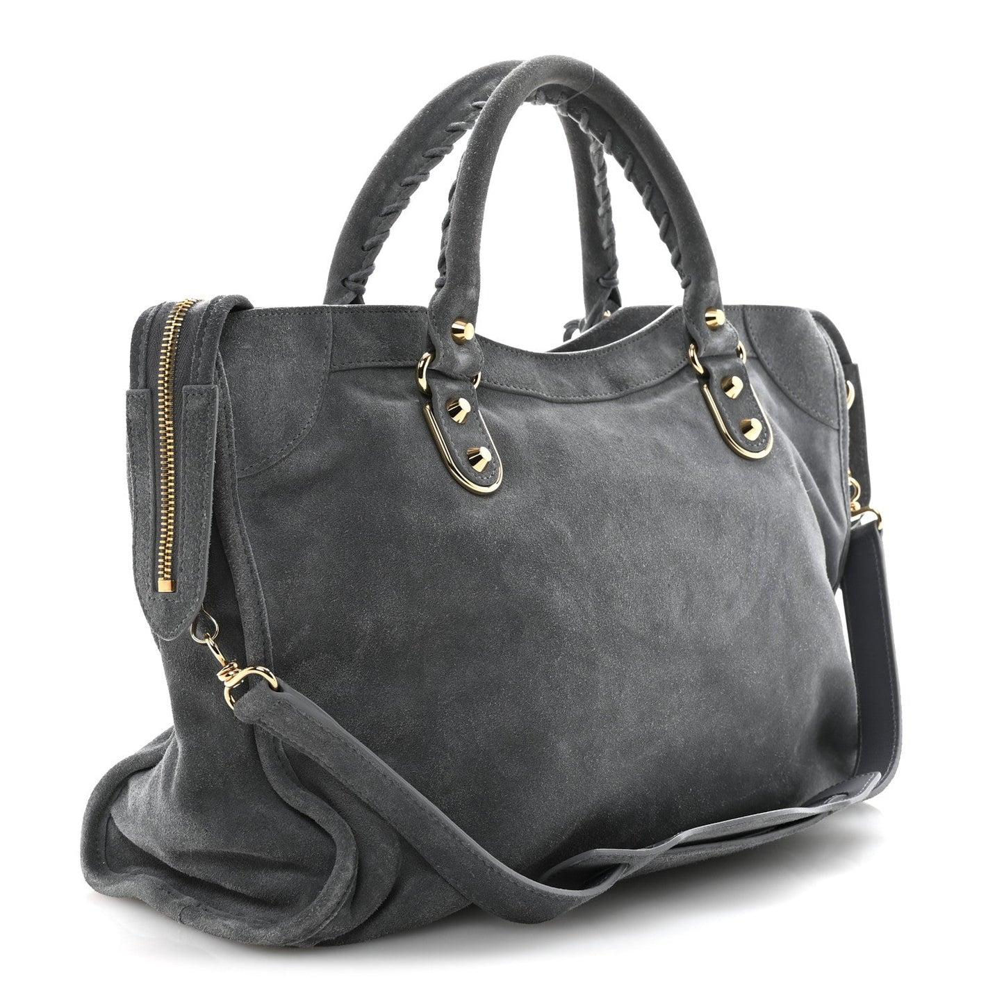 Suede Gold Metallic Edge Hardware City Gris Plomb