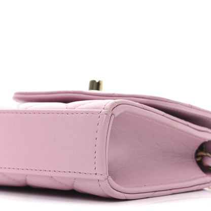 Lambskin Quilted Mini Trendy CC Clutch With Chain Pink