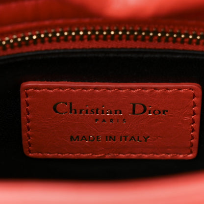 Calfskin Beaded Mini Lady Dior Rouge Multicolor