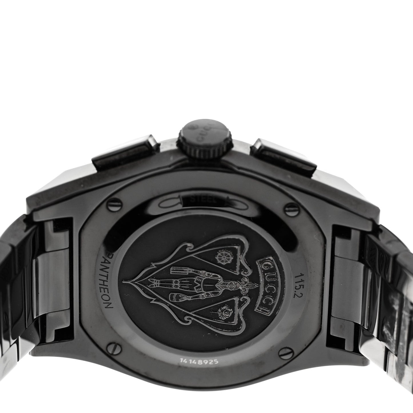Stainless Steel 44mm Pantheon Chronograph Quartz Watch Black