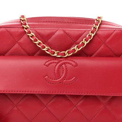 Lambskin Quilted Chain & Tassel Small Camera Case Fuchsia