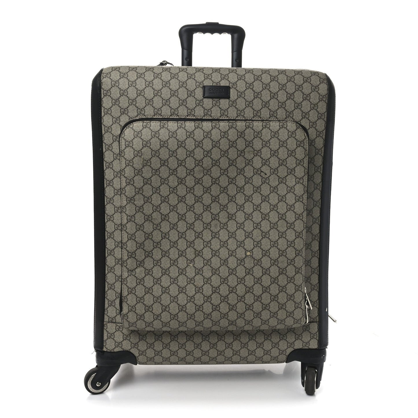 GG Supreme Monogram Four Wheel Suitcase Black