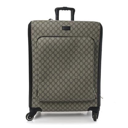 GG Supreme Monogram Four Wheel Suitcase Black