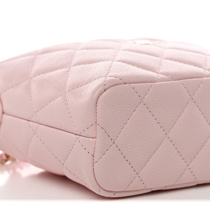Caviar Quilted Hobo Clutch With Chain Light Pink
