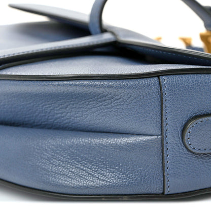 Shiny Goatskin Saddle Bag Cloud Blue