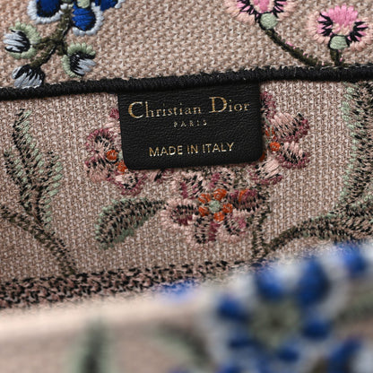 Canvas Embroidered Petites Fleurs Medium Book Tote Rose Multicolor