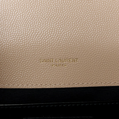 Grain De Poudre Textured Mixed Matelasse Medium Triquilt Monogram Satchel Dark Beige