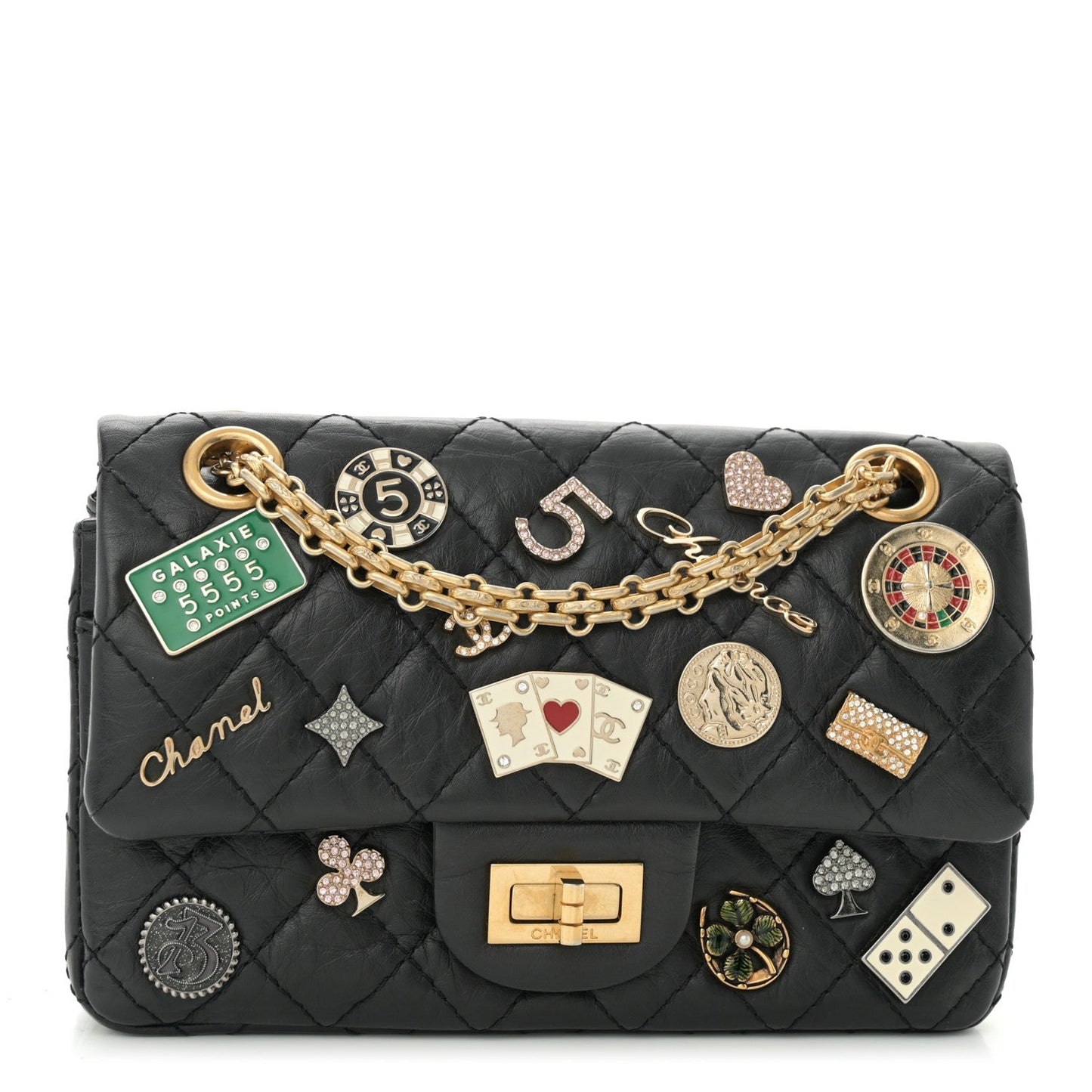 Aged Calfskin Quilted Casino 2.55 Reissue Mini Flap  Black