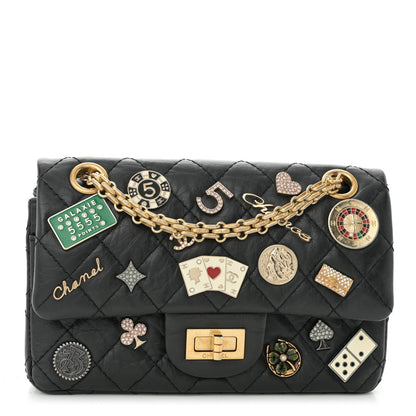 Aged Calfskin Quilted Casino 2.55 Reissue Mini Flap  Black