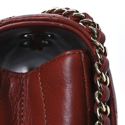 Calfskin Chevron Quilted Small Statement Flap Red