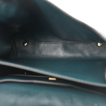 Calfskin Embossed Small Margot Top Handle Divisa Green