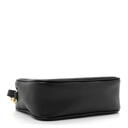 Pebbled Calfskin Small Soho Disco Bag Black