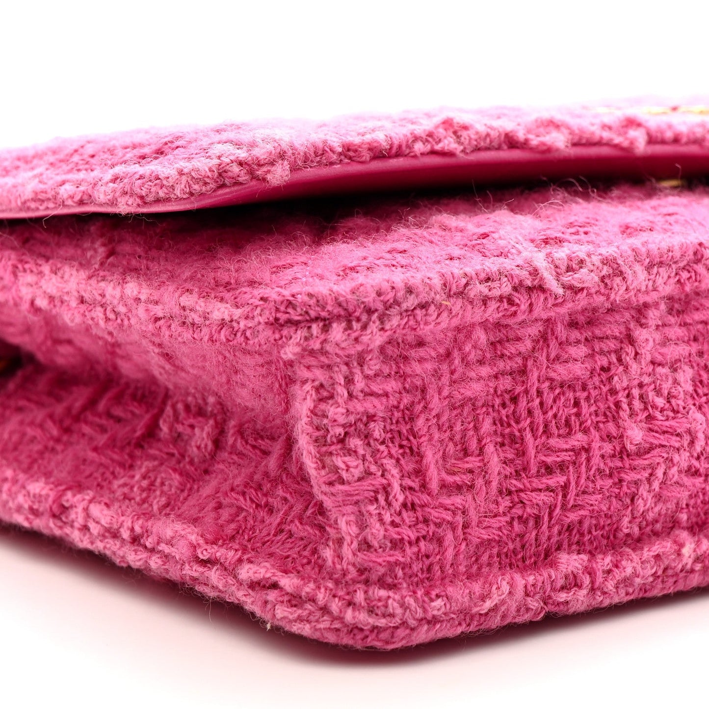 Wool Tweed Lambskin Quilted Chanel 19 Wallet On Chain WOC Fuchsia