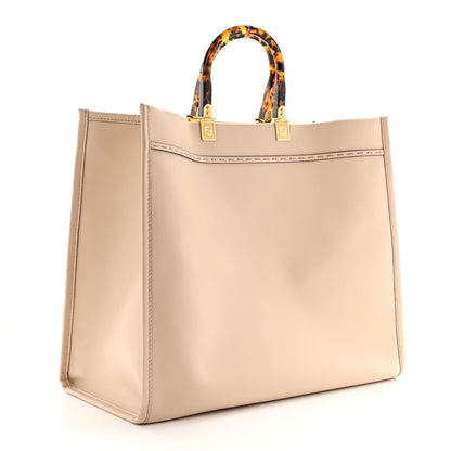 Vitello King Plexiglass Logo Embossed Large Fendi Sunshine Shopper Tote Light Rose