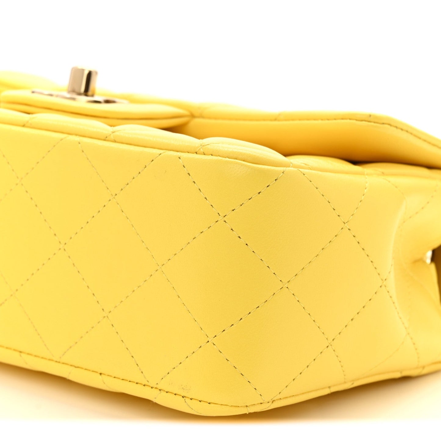 Lambskin Quilted Mini Rectangular Flap Yellow