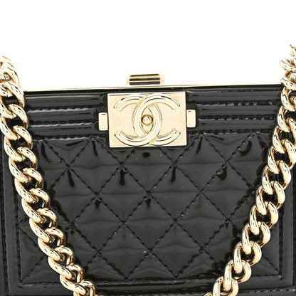 Patent Calfskin Boy Minaudiere Black