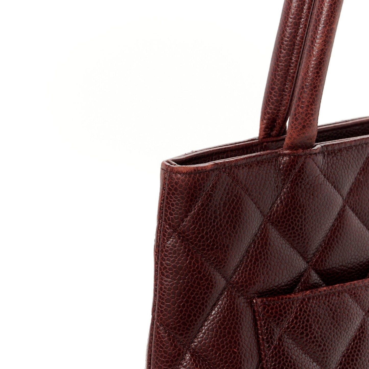 Caviar Quilted Medallion Tote Bordeaux